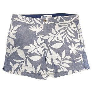 Old Navy Women’s Blue Floral Everyday Short Linen Rayon Blend‎ Hip Pockets 12